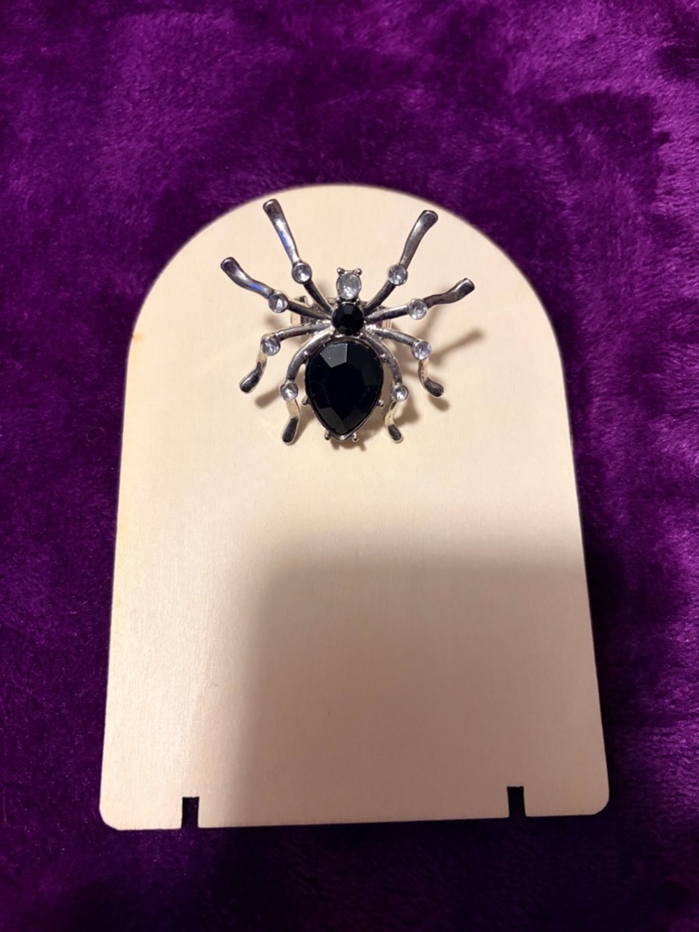 Black Spider Cocktail Ring with Faceted Stones